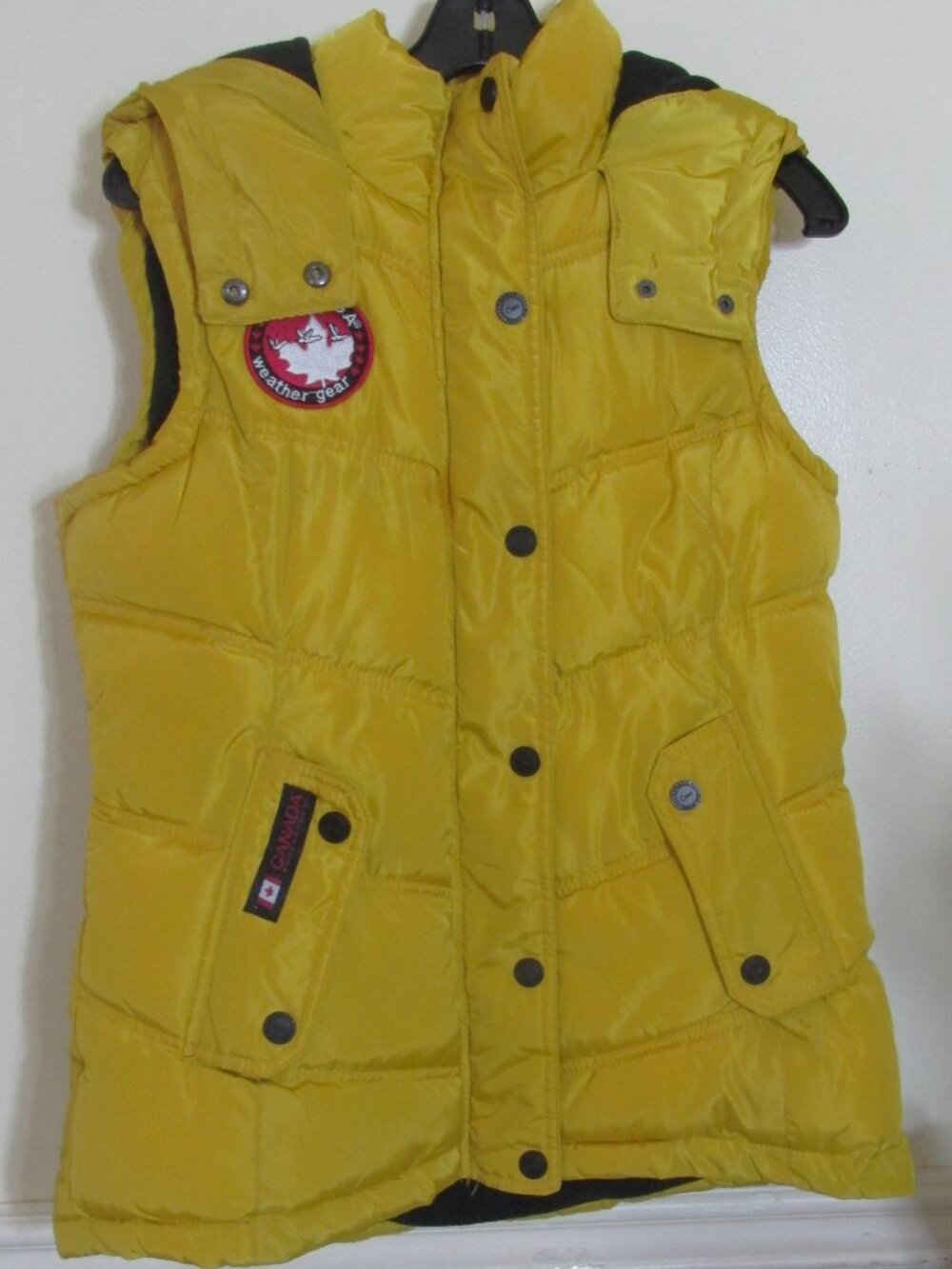 Canada WeatherGear Men’s Hoodie Vest Small 36/38 Faux Fur Hood Full Zip W/ Snaps